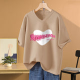 100% Cotton L-5XL Plus Size T Shirt Bunny Print V Neck Tshirt Short Sleeve Women Top Basic Summer Couple Solid T