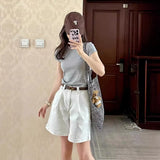 High-Waisted Broad-Legged Denim Shorts Women's Summer Narrow Version Of Small Straight-Tipped Trousers To Make Old Thin Five-Point