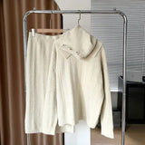 Women's Knit 3 Piece Set Twist Wool Sweater + Scarf + Midi Skirt 2022 Winter New Korean Sleeve