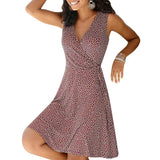 New Casual Polka Dot Dress Women V Neck Sleeveless Bandage Beach Dress Summer Bohemian Dresses For Women Grace