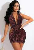 Sequins Deep-V Cut Out Halter Club