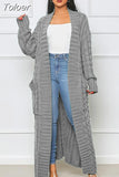 Winter Open Front Chunky Cardigan for Ladies Long Sleeve Cable Knit Floor Length Coat Fashion Side Big Pockets