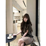 Semi-High-Necked Cloak Knitted Sweater Top High-Waisted Short Skirt Autumn And Winter