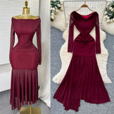 Chic Summer Dress Niche Retro Polo Collar Short-Sleeved Striped Dress Female Waist Temperament Open Long