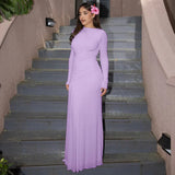 Autumn And Winter New Fashion Temperament Solid Color Collar Long Sleeve Folded Dress Dress