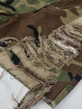 Fashion Women's Denim Shorts High Waist Loose Straight Camouflage Tassels Hollow Out Short Jeans Spring 2023 New