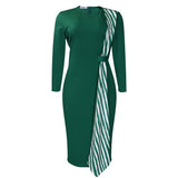 African Plus-Size Women's Dress 2025 New Temperamental Fashion Kitted Thin Round-Neck Pencil