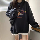 Toloer Fire Round Collar Hoodie Women Autumn 2023 New Korean Version Of The Cap Thin Coat Students Loose Clothes