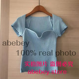 new spring sqaure collar sleeveless knitting pullover slim short high waist top female tank