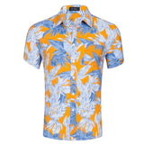 of 2019 American size Short-sleeved Men's Hawaiian Shirts Short-sleeved Beach Printed with Tencel Cotton shirts US