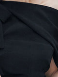 Fashion Women's Dress New Solid Color Slim Sloping Shoulders Turn-down Collar Pleated Dresses Female Summer 2023