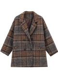 philosophy Winter Korean Overcoat Women Vintage Woolen Loose Coats female Double Breasted Turn-down Collar