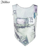 vintage Punk Y2K Printed Graphics camis Crop Top Women¡®s Clothing Summer Sleeveless Vest Irregular Cool Tank Tops