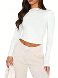 New Umbilly Babes Hollow Back Slim Thin Long-Sleeved T-Shirt