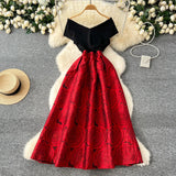 Dress Women 2025 New Dress High-End Word Shoulder To Receive Waisted Thigh Swing Pony Pony