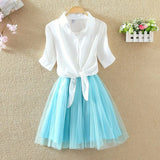 Women Dresses Summer 2022 New Korean Fashion Short Sleeve Shirt White Oversized Clothes Midi Casual Mesh Tulle Pink Plus