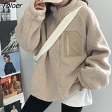 Winter Hooded Teddy Jacket Women 2023 Long Sleeve Warm Lamb Wool Jacket Woman Streetwear Zipper Up Fleece Coats