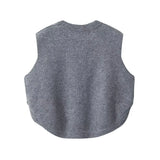 2024 Short Button Knitted Vest Women's Vest-Outfit