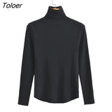 Women Turtleneck Knitted Sweaters Spring Autumn Thick Long Sleeve Slim Stretch Pullover Knitwear