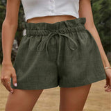 Casual Comfortable Shorts Women 2025 Summer New European Version Of High-Rise Belt Loose Broad Leg Pants