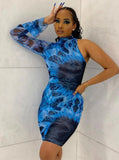 Party Print Blue Single Sleeve Mini