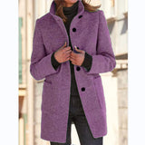 Autumn And Winter Retro Button-Collar Hair Coat Women's