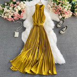 Women's Romper Spring Autumn 2022 Turn-Down Collar Sleeveless Vintage Playsuits Female Off Shoulder Pleated Jumpsuit New