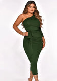 One Shoulder Scrunch Long Party