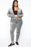 Plus Size Casaul Solid Hoodies And Pant