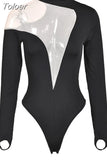 Fashion Women's Rompers Round Neck Raglan Sleeve Asymmetric Spliced Perspective Waist Short Jumpsuit Autumn 2023 New