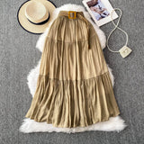 Half-Dress Women's Dress 2025 Summer Small Medium Long Leisure High-Rise Thin Thong Ponve Cake