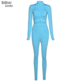 Women Sexy Bodycon Cut Out Hole Strap Bra Skinny+Jumpsuit Two Piece Outfits Casual Activewear Streetwear Female Stretch