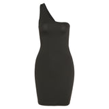 Autumn Black Sexy Hollow One Shoulder Y2K Mini Dress Women Sleeveless Backless Bandage Party Clubwear Beach Slim Dresses