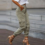 Yskkt Cargo Pants Women High Waist Spring Autumn Pocket Slim Sweatpants Fashion Streetwear Long Overalls Pant Elastics