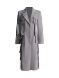 Toloer 2024 New Fashion Temperament Multi-Pocket Decoration Design Sense Long Suit Jacket Show Thin Suit Jacket-Outfit