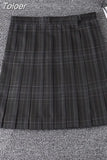 Preppy Black Plaid Pleated Skirt Women Japanese Fashion School Girl Uniform Kawaii Gothic High Waist Mini Skirt Cute