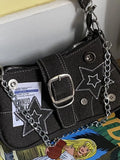 denim Y2K shoulder bag with star