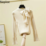 Women Sweater 2023 Korean Fashion Pullover Knit Y2K Tops Elegant Woman Sweaters Fall Bandage Top Oversized Clothing