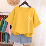 100 Cotton L-5XL Plus Size T Shirt Love Print Tshirt Short Sleeve Women's Tops Summer Kawaii Couple O Neck T