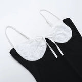 Black Two Tone Strap Mini Dress-Outfit