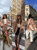 Women's Autumn New Fashion Asymmetric Blending Short Loose Coat