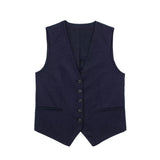 Fall 2024 New Women's Casual Linen Blend Vest Vest Shorts Set W085 8291-Outfit