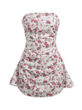 Strapless Floral Mini Dress-Outfit