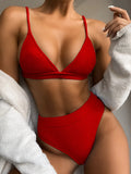 Toloer 2023 Outer Single Bikini Burst Solid Color Bikini Women's Split Swimsuit Triangle Bikini B170-Outfit