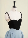 2023 Autumn Women's Dress New Fashion Beading Strap Slim Contrast Color Mid-calf A-line Dresses Elegant Female Tide