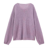With A Set Of 2025 Purple Gentle Temperament Sweater Knitted Jersey Half Dress Two-Piece