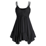 Sleeveless Top Women Fashion Vest Solid Color Casual Sleeveless Vest Slim Tank Tops Flounce Lace Guipure Tank