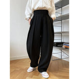 Waist Design Suit Pants Women's Spring Autumn Loose Wide Leg Floor Mops Inclined Placket