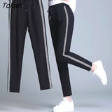 Women Patchwork Leisure Ankle-length Lace-up Sporty 3XL Loose Korean Style Harem Trousers Streetwear Slim Chic Simple