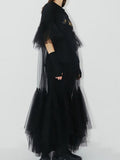 2023 Summer Women's Dress New Fashion Round Neck Loose Gauze Spliced Ruffles Sleeve Ankle-length Dresses Female